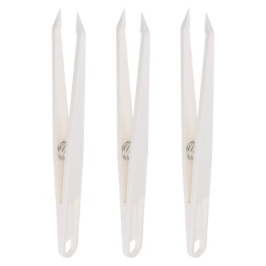 HARFINGTON 3pcs Sticker Tweezers for Crafting 4.53" Straight Pointed Tip with Spring Plastic Tweezers Craft Tweezers for Stickers, Scrapbooking, Eyelash Extensions, White