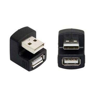 cablecc 1 Set Up &amp; Down Angled USB 2.0 Adapter A Male to Female Extension 180 Degree Black