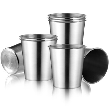 Tosnail 8 Pack 8 oz Stainless Steel Cups Small Metal Cups Unbreakable Drinking Glasses Water Tumblers for Kids Toddler