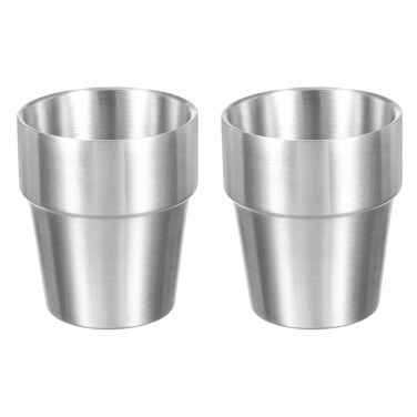 uxcell 2 Pcs 304 Stainless Steel Cup, 10.14oz/300ml Double Wall Water Cup Shatterproof Metal Drinking Tumbler for Bar Restaurant Silver