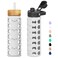 MUKOKO Glass Water Bottles, 24oz Glass Tumbler with Straw, Drinking Bottles with 2 Lids-Handle Spout Lid&amp;Bamboo Straw Lid, Motivational Water Bottle with Time Marker and Silicone Sleeve, 1 Pack-White