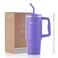 WOOVO 30 oz Tumbler with Handle and Straw, Splash-Proof Travel Mug with Handle and Lid, BPA Free Double Wall Stainless Steel Tumbler Cup, Keep Beverages Cold Hot for Hours, Purple