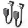 JUXINICE 2 Pack 90 Degree USB2.0 Extension Cable Flat Short 4inch 10CM, Downangle Right angle USB A Male to Female Cable Dual USB Charging Port,Black