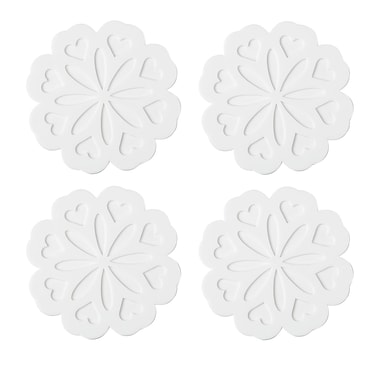 Set of 4 Silicone Trivet Mat - Hot Pot Holder Hot Pads for Table &amp; Countertop - Trivet for Hot Dishes - Non-Slip &amp; Heat Resistant Modern Kitchen Hot Pads for Pots &amp; Pans, White