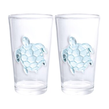 UPware 24 oz Water Tumblers Cups, Durable Acrylic Plastic Highball Tumblers, Set of 2, BPA-Free Reusable Stackable Shatter-Proof Plastic Drinkware, HB Tumbler (24 oz, Sea Turtle)