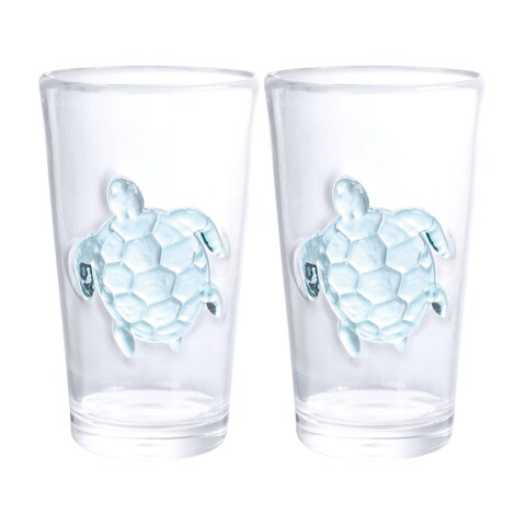 UPware 24 oz Water Tumblers Cups, Durable Acrylic Plastic Highball Tumblers, Set of 2, BPA-Free Reusable Stackable Shatter-Proof Plastic Drinkware, HB Tumbler (24 oz, Sea Turtle)
