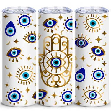 Birthday Gifts for Women Her Mom,Evil Eye Insulated Skinny Tumblers Cup Coffee Mug with Lid 20oz Reusable Water Bottle for Hot &amp; Cold Drinks Tea Cup Iced Coffee Thermos Travel Mug