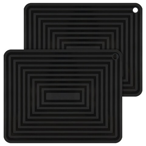 SPUVGVC Silicone Trivets for Hot Pots and Pans-Trivets for Hot Dishes-Heat Resistant Mat for Countertops, Kitchen Small Dish Drying Mat, Silicone Pot Holders-Hot Pads for Kitchen Set 2 Black