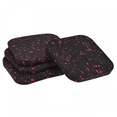 uxcell Treadmill Mat-3.9"x3.9" Exercise Equipment Mat for Floor Protection Sound Reduction, Black Red 4Pcs