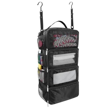 Olosar Suitcase Organizer, Travel Luggage Organizer Portable Hanging Travel Shelves Collapsible Hanging Packing Cubes for Carry on Suitcase, Black