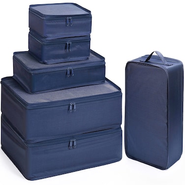 Packing Cubes for Carry On,Mossio 6 Pcs Ultralight Travel Organizer Accessories Navy Blue