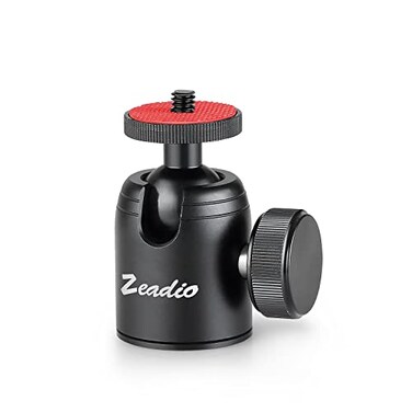 Zeadio Tripod Mini Ball Head, with 1/4'' 3/8" Screw Ball Head Tripod Mount for Cameras, DSLR, Monopod, Slider, Tripod, Camcorder etc