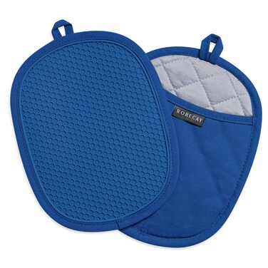 Rorecay Silicone Pot Holders Sets: Heat Resistant Oven Hot Pads with Pockets Non Slip Grip Large Potholders for Kitchen Baking Cooking   Quilted Liner   9.8 x 7.6 Inches (RoyalBlue, 2)