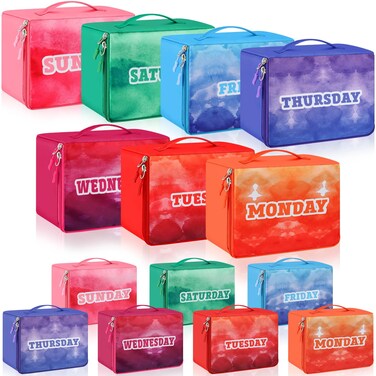 Paterr 7 Pcs Packing Cubes for Travel Kids Days of Week Compression Packing Cubes Colorful Luggage Organizers Suitcase Camp(10 x 8 x 5 Inch)