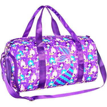 Gym Bag for Girls, Kids Duffle Bag for Travel, Girl Dance Duffel Bags with Shoe Compartment Weekender Overnight Bag, Mermaid