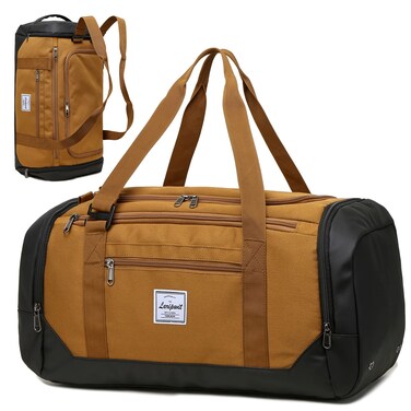 Laripwit Travel Duffle Bag for men 40L Medium Sports Gym Bag with Wet Pocket &amp; Shoes Compartment Weekender Overnight Backpack for Traveling Duffel Bag Backpack for Women, Brown