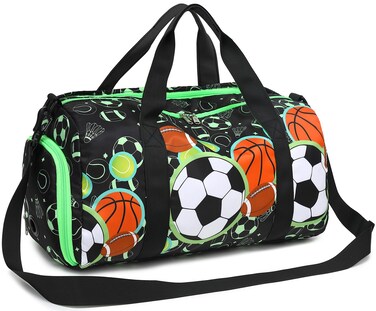 BTOOP Kids Overnight Bag for Boys Small Soccer Sports Gym Bags Duffle Tote With Shoe Compartment Toddler Weekender Sleepover Bags for Travel