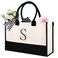 Lainlight Initial Canvas Tote for Women Unique Gifts Reusable Beach Tote for Travel Holiday Birthday Bridal Shower Gifts with Personalized Letter S
