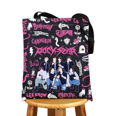 JNIAP K-Pop SKZ Tote Bag K-Pop SKZ Tote Bag K Pop Band Lover Gifts SKZ Merchandise K-Pop Music Shoulder Bag (HAN)