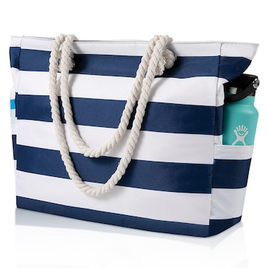 Beach Bags For Women - Large Beach Bag with Zipper Waterproof Sandproof, Swiming Pool Bag Large Tote