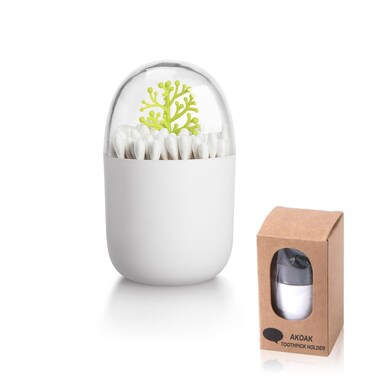 AKOAK 1 Pack Empty Four Season Plant Toothpick Box/Animal Cotton Swab Box, Reusable, Keeps Swabs and Toothpicks Clean and Easy to Store (Green tree)