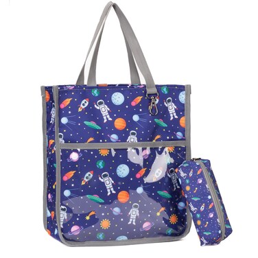 Kids Cute Tote Bags for Boys Girls Ages 4-16,Handbags with Pencil Case, Book Tote Bags with Zipper for School and Playtime (grey)