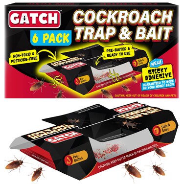 GATCH Roach Traps Indoor (6 Pack), Sticky Baited Cockroach Traps, Roach Killer Indoor Infestation, Adhesvie Glue Traps for Roaches, Insects, Home Bug Ant Spider Cricket, Child &amp; Pet Friendly
