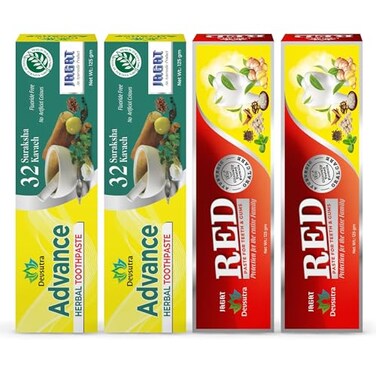 Jagat Devsutra Ayurvedic Herbal Red Toothpaste for Teeth Whitening &amp; Cold Breath - 100% Natural Formula, No Fluoride &amp; Artificial Colours - Pack of 2 (3.52 OZ Tubes) Try Once