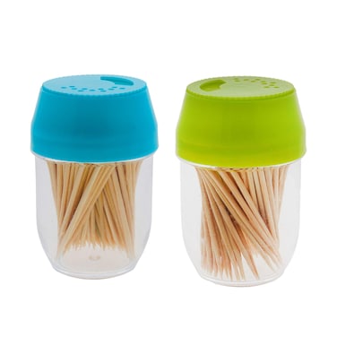 2 Pack Plastic Toothpick Holder Dispenser - Green &amp; Turquoise