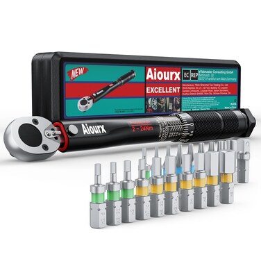 Aiourx 1/4-Inch Drive Click Torque Wrench Set 20-200 in.-lb. / 2.26-22.6 Nm 23 Pieces