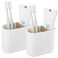 Toothbrush Holders Bamboo Electric Toothbrush Holder Bathroom Storage Organizer Countertop for Toothpaste, Floss, Razor, 2 Pack White