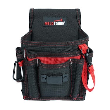 Small Tool Pouch for Tool Belt,Electrician Tool Pouch,Tool Pouch Tool Holster with 13 Pockets,Construction Pouch,Tool Organizer for Tools(Red)