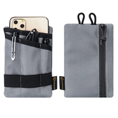 Kosibate EDC Pouch, EDC Pocket Organizer, Mini Tool Pouch with 4 Pockets for Knife/Flashlight/Card-Men's Slim Pocket Organizer for Daily Carry, (Black)