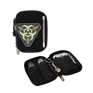 EDC Pouch, Pocket Organizer with Hook and Loop, Nylon EDC Pocket Organizer Utility Pouch, Small Tool Pouch EDC Bag for EDC Gears, Mighty Pouch EDC Pocket Pouch, Multitool Organizer Pouch (Black-03)