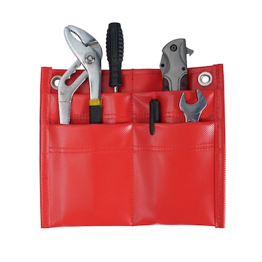 KUNN Firefighter 4-Pocket Tool Pouch Inside Turnout Coat Bunker Pocket Durable Tool Organizer Pocket with 2-Eyelet,Red