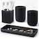 Toothbrush Holders for Bathroom, Black Toothbrush Holder Set 4 Piece-Vanity Tray, Tumbler, Toothbrush Holder for Bathroom Accessory Set