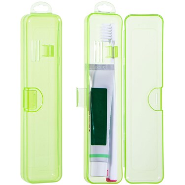 Gamdee Toothbrush Case Holder 2 Pack, Clear Green Toothbrush Travel Case Travel Size Plastic Toothbrush Holder Toothpaste Storage Container Portable for Traveling, 7.87 x 1.85 x 1.18&acirc;&euro;