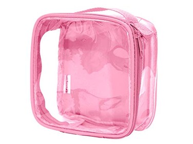EzPacking Clear TSA Approved 3-1-1 Travel Toiletry Bag for Carry On/Quart Size Transparent Liquids Pouch for Airport Security/Reusable See Through Vinyl &amp; PVC Plastic Organizer Men Women (Rose)