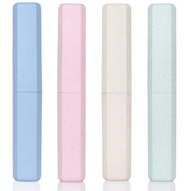 4 Pack Travel Toothbrush Case Portable Toothbrush Carrier Case Plastic Toothbrush Storage Case Cover Toothbrush Cup Container for Traveling, Camping, Bathroom, Home, School
