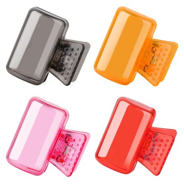 4 Pack Travel Toothbrush Head Covers Toothbrush Protector Cap Brush Pod Case Protective Portable Plastic Clip for Household Travel, Camping, Bathroom, School, Business (Grey, Red, Orange, Pink)