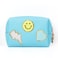 Miss or Miss Preppy Patch Makeup Bag,Smile Lightning PU Leather Waterproof Makeup Bag for Girls,Daily Use Preppy Girls Stuff Makeup Bag,Travel Organizer Cosmetic Bag for Women Girls Gift Teal