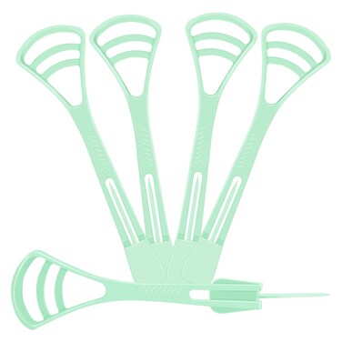 Fecawd 100 Counts Disposable Tongue Scraper with Dental Picks, Plastic Tongue Scrubber,BPA Free Tongue Cleaner Scrapers, Reduce Bad Breath and Fresh Breath(Green)