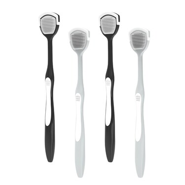 Colincie Tongue Cleaner, Tongue Brush, Tongue Scraper for Oral Hygiene, Clean Tongue, Reduce Bad Breath and Make Our Breath Fresher Black,Gray Pack of 4 (Black,Gray)