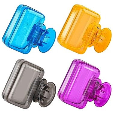 4 Pack Travel Toothbrush Head Covers Toothbrush Protector Cap Brush Pod Case Protective Portable Plastic Clip for Household Travel, Bathroom, Business, Camping, School (Grey, Blue, Purple, Orange)
