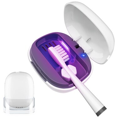 UV Toothbrush Covers Case San itizer and Holder with Light,Toothbrush Covers with Holder, Rechargeable Portable Toothbrush Cleaner Case&iuml;&frac14;&circ;White&iuml;&frac14;&permil;