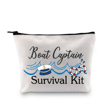 PXTIDY Funny Boat Captain Gift Boat Captain Survival Kit Travel Toiletry Bag Boating Cruise Makeup Bag Boat Owners Gift