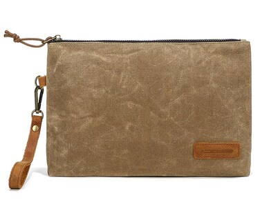 YY GEWETAO Toiletry Bag for Men, Waxed Canvas Travel Toiletry Organizer With Genuine Leather Strap Dopp Kit Water-resistant Shaving Bag for Toiletries Accessories