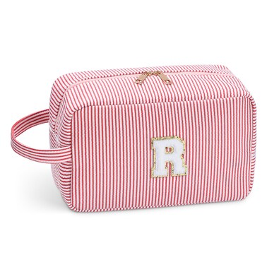 Etercycle Birthday Gifts for Women, Large Cute Pink Make Up Bag Personalized Initial Cosmetic Bag Travel Toiletry Pouch Gift R
