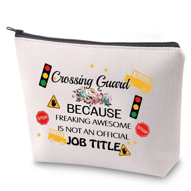 ZJXHPO Crossing Guard Cosmetic Bag Crossing Guard Inspired Makeup Bag With Zipper Crossing Guard Appreciation Gift Best Crossing Guard Ever Toiletry Bag (Crossing Guard Title)