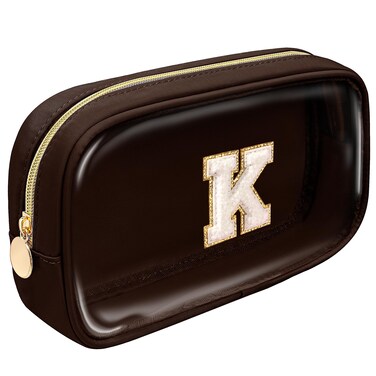 Christmas Gifts for Girls   Personalized Initial Makeup Bag Cosmetic Bag Travel Toiletry Bag Girlfriend Teacher Gifts 11 12 13 14 15 16 Years Old Girl Gifts Teen Girl Gifts Trendy Stuff (Coffee, K)